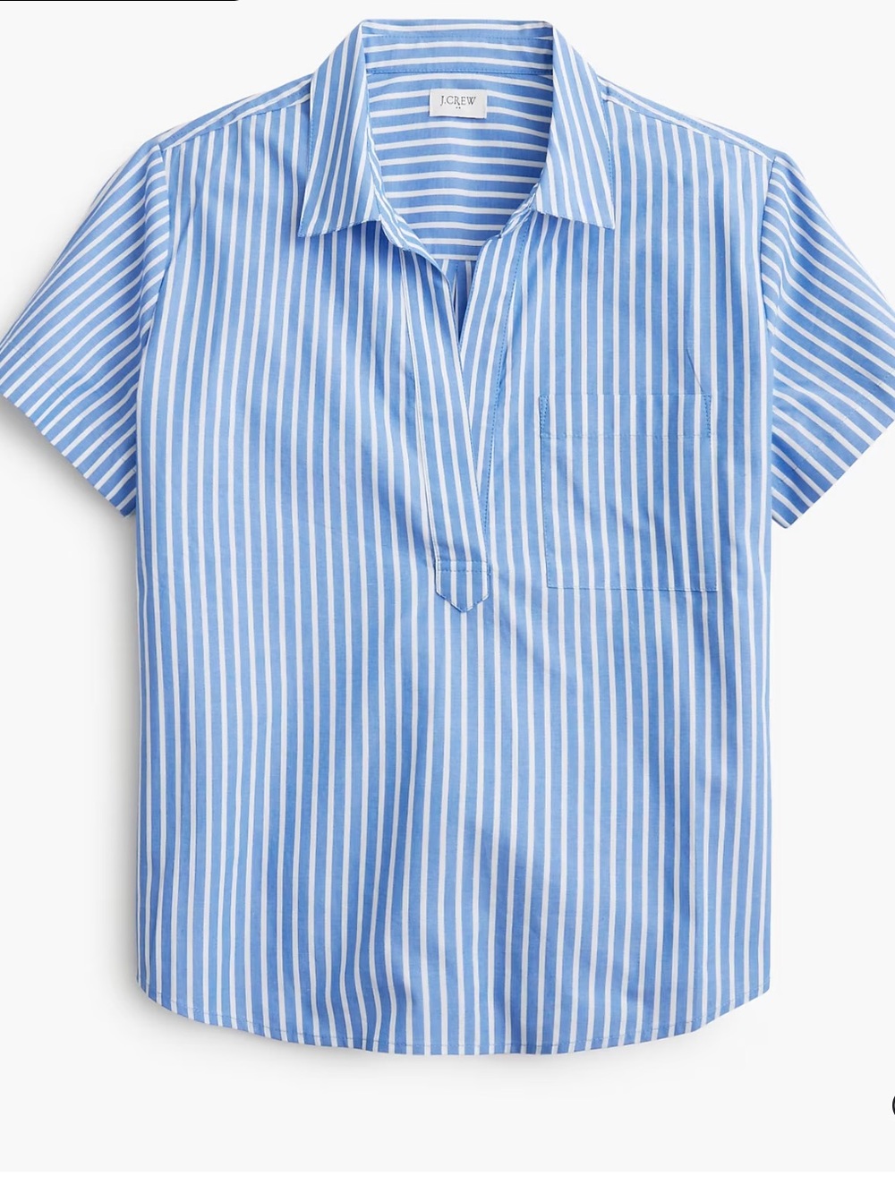 J. Crew Factory Striped short-sleeve poplin popover top Blue White XS NWT
